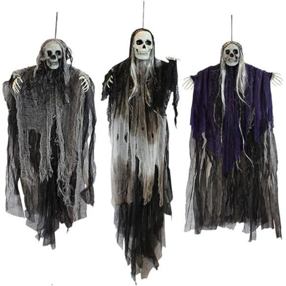 3 Pack Hanging Halloween Skeleton Ghosts Decorations Grim Reapers for Best Hall - Picture 8 of 8